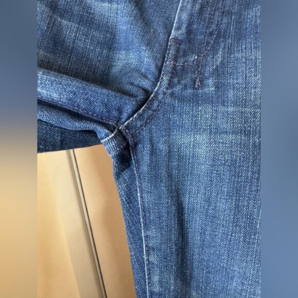 Vintage Y2K 7 For All Mankind Dojo Bootcut Embroidered Pockets Blue Jeans 24 - Picture 9 of 15
